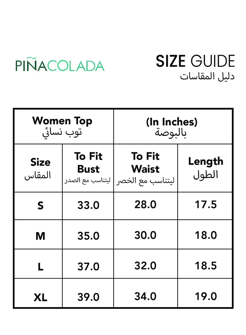 Pinacolada  Women's Sage Green Printed Regular Fit Top For Casual Wear | Crewneck | Quarter Sleeve | Top Crafted With Regular Sleeve, Comfort Fit & High-Performance For Everyday Wear for Women | Best Price UAE